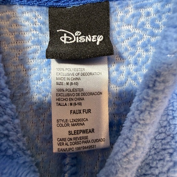 Disney Stitch Fleece Pajamas Sleepwear One Piece Hooded Costume Kids M 8-10 - Picture 3 of 8